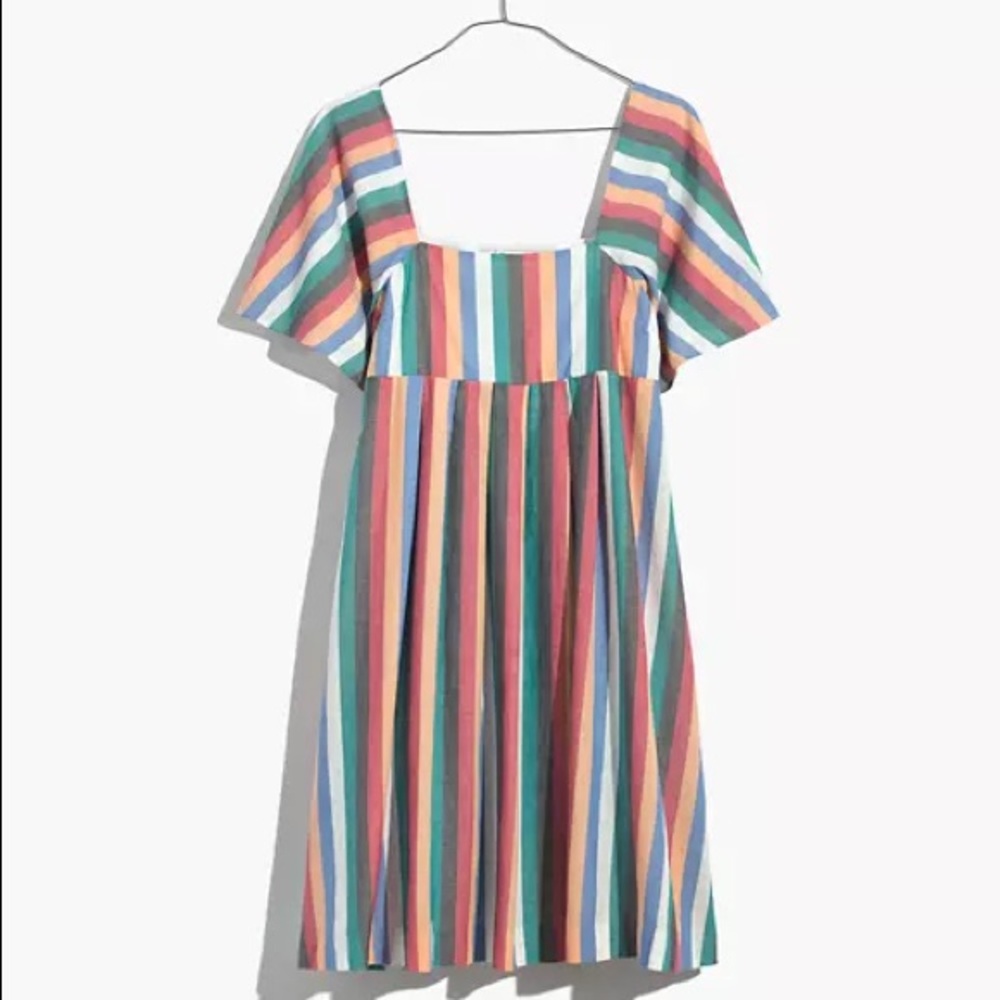 Madewell Square-Neck Mini Dress in Festival Stripe